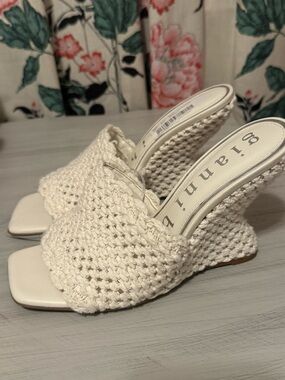 Gianni Bini Cream Crochet Wedges
